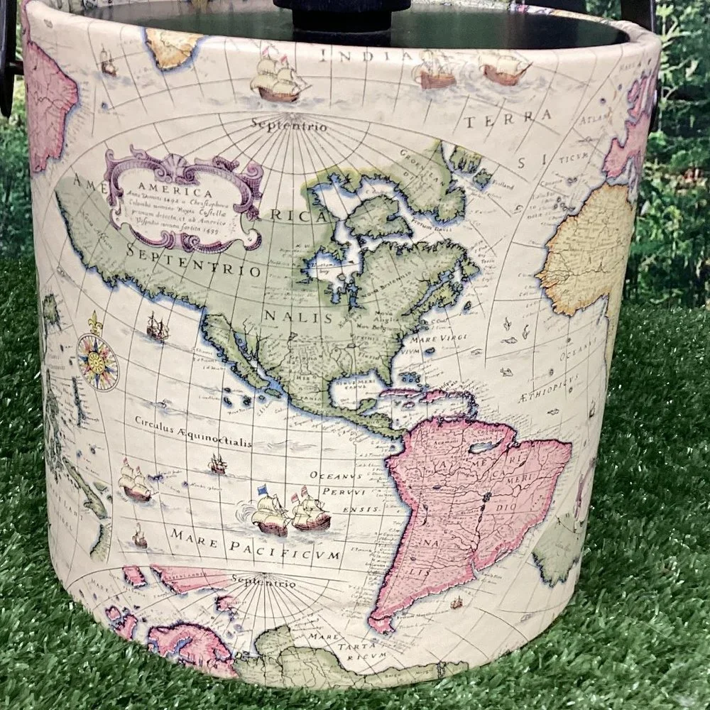 Vintage World Map Ice Bucket Retro
